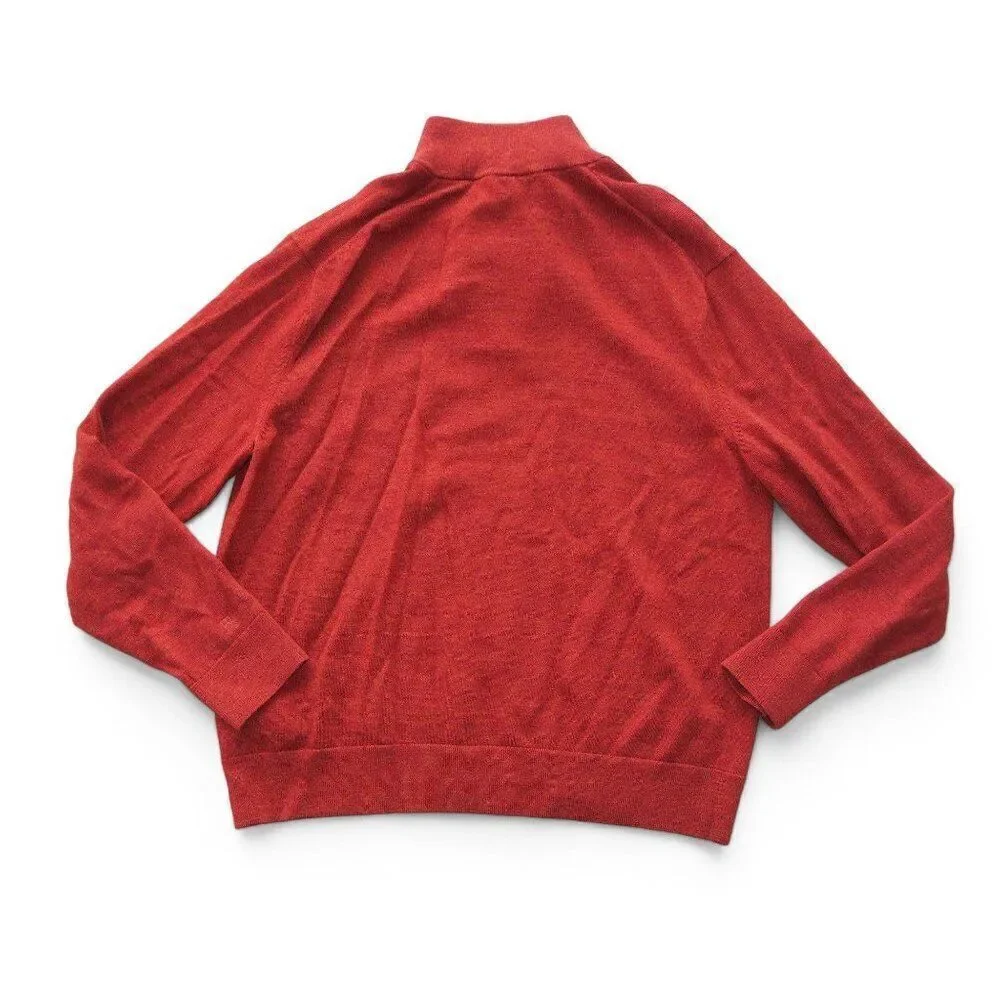 Banana Republic Franco Merino‎ 1/4-Zip Pullover Sweater Tandoori Red Men's XL